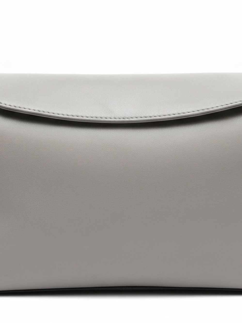 The Sak Genuine Leather Minimalist Curved Flap Shoulder Bag - Light Gray